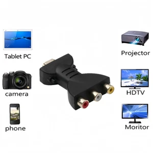HDMI Male to 3 RCA Female Composite AV Video Audio Adapter Converter TV PC Black - Picture 1 of 7