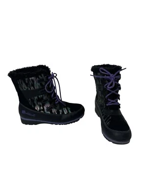 Disney Descendants 2 Botas Talla 2 Púrpura Brillante Tie Dye Negro Piel Top Cordones Foto 1 de 4