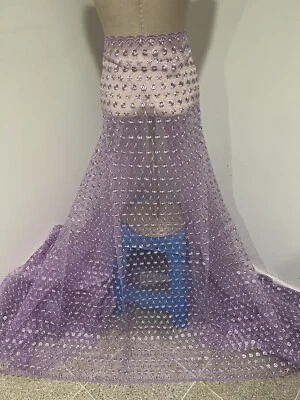 Lavender Embroidery Organza Lace Fabric 50” Width SOLD BY THE YARD - Image 1 of 3