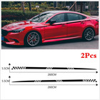 2Pcs Car Body Vinyl Stickers Long Stripe Side Skirt Decoration Decals Black