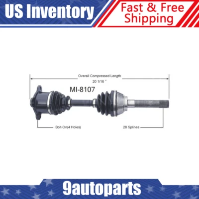 Se adapta a Dodge Ram 50 Raider 1987 1988-1993 4x4 lado del pasajero delantero eje CV Foto 1 de 3