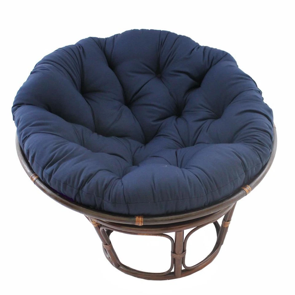 42-Inch Rattan Papasan Chair with Solid Twill Cushion - Image 1 of 1