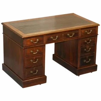 LOVELY VICTORIAN CIRCA 1880 ENGLISH PANELLED MAHOGANY TWIN PEDESTAL PARTNER DESK - Image 1 of 4