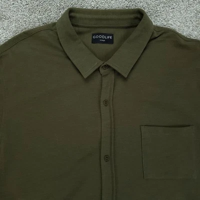 Camisa GoodLife Para Hombre XL Verde Algodón Tejido Suave Manga Larga Abotonada Foto 1 de 4