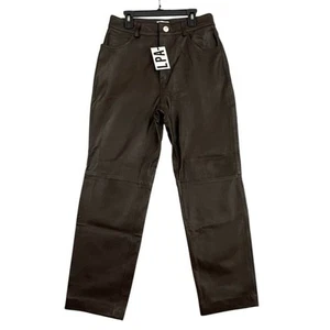 LPA 100% Leather Pants Womens Size Medium Brown Straight Leg NEW MSRP $378 - Picture 1 of 13