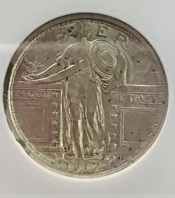 NGC AU58 FH (FULL HEAD) ~ 1917 TYPE 1 ~ 25C ~ SHARP DETAILS, GOOD TONING - Image 1 of 4