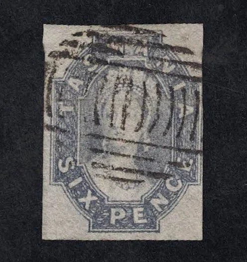 Un bonito sello de seis peniques usado de la era de 1860 de Tasmania, Australia -- Scott #14 Foto 1 de 1
