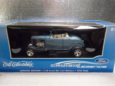 ERTL/EDSEL FORD 1:18 1932 FORD STREET ROD AZUL CLARO COM BRANCO INT RARO M.I.B. - Imagem 1 de 4