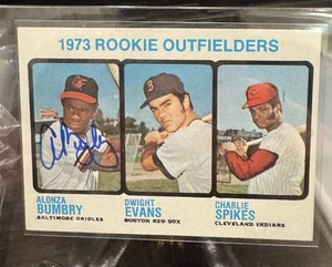 1973 Topps Dwight Evans SIGNED Al Bumbry 614 RC Red Sox AUTO PHOTO MATCHED - Picture 1 of 5