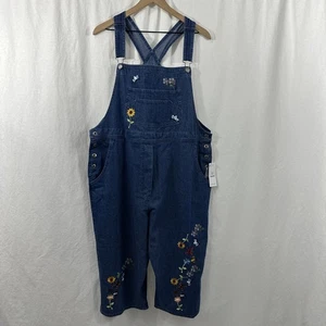 Agapo bestickte Crop Latzhose Boho Hippie blau Denim Damen Größe XL - Bild 1 von 11