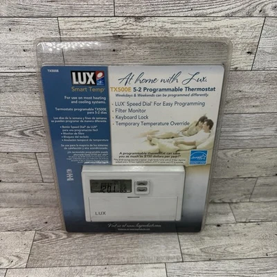 Lux TX500E 5/2 Day Programmable Thermostat White Digital Display New Sealed - Image 1 of 4