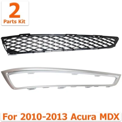 Front Bumper Grille Primed + Molding Painted Silver LH Side For 10-13 Acura MDX Foto 1 de 4