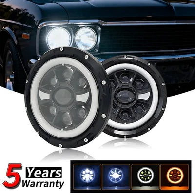 适用于福特 Maverick 1970 - 1977 2 件 7 英寸圆形 LED 车头灯高/低光束 DRL — 第 1/4 张图片