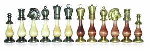 Italfama Brass & Wood Chess Pieces Handcrafted Gold/Silver Plated 10cm King - Picture 1 of 1