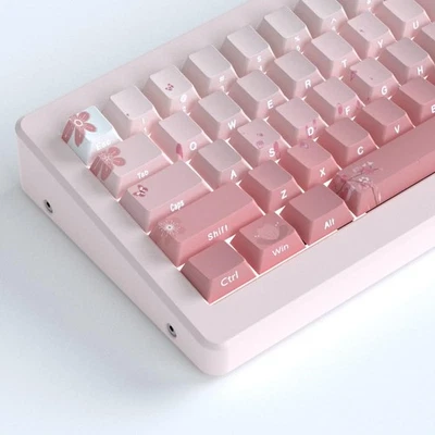 PBT Keycaps Cherry Blossom Keycap Set - Custom Side Printed Pink Keycaps,135 ... - Image 1 of 4