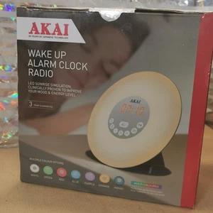 Akai Energy Wake Up Alarm Clock Radio Sunrise Simulation Multi Colour LED Lights - Picture 1 of 10