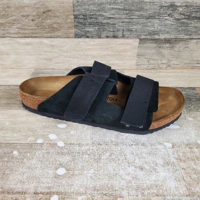 Sandalias Birkenstock Uji para hombre talla 13 negras cómodas gamuza cuero sin cordones punta abierta Foto 1 de 4