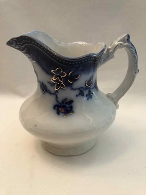 Antigua jarra Johnson Brothers England St. Louis Flow azul 6" con borde dorado Foto 1 de 4