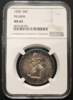 1920 50 Cents Pilgrim ,  NGC MS 64 , nice silver  coin       # 1651, 50-8 - Image 1 of 4