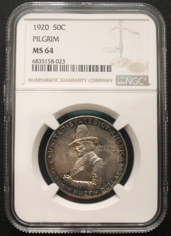 1920 50 Cents Pilgrim ,  NGC MS 64 , nice silver  coin       # 1651, 50-8 - Image 1 of 4