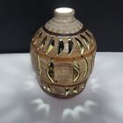 Porte-bougie votive lanterne rustique art poterie fée lumière studio signé 7,5 x 5"