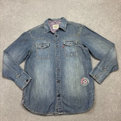 Levis Denim Shirt Adult Medium Blue Western Cowboy Rodeo 90s USA Wash Mens - Image 1 of 4