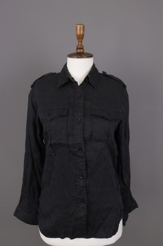 Camicia ISABEL MARANT ETOILE nera lino lino manica lunga tasche taglia 38