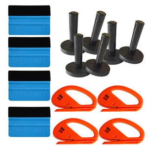 14Pcs 4" 3M Felt Squeegee & Snitty Safety Cutters & Magnet Vinyl Holder Wrapping - Picture 1 of 4