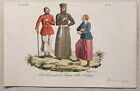 Europa Norwegia odzież miedzioryt około 1825 roku Migliavacca ręcznie kolorowana grafika xyz