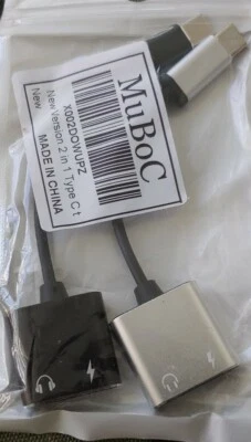 USB-C 3.1  Splitter Aux 3.5mm Charge Headphone Jack. 2 Pack. Not for Samsung - Image 1 of 3