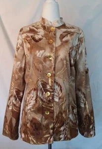 Chico's Additions Sz 0 (S) Flora Jacket Brown/Tan Sparkling Gold Highlights  - Picture 1 of 6