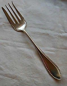 ONEIDA EXTRA PLATE SILVERPLATE MEAT FORK 1912 LEOTA Beaded Edge - Picture 1 of 5