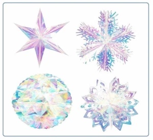 Decoración de papel de aluminio holográfico iridiscente para fiesta colgante hogar pared - Imagen 1 de 8