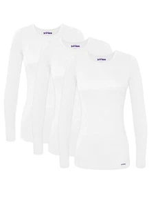 Sivvan 3 Pack Women’s Comfort Long Sleeve T-Shirt / Underscrub Tee Mixed Colors - Picture 1 of 119