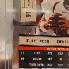 TRUE 1 of 1 - 2004 Absolute Memorabilia Spectrum Platinum #'d 1/1 - Jake Plummer