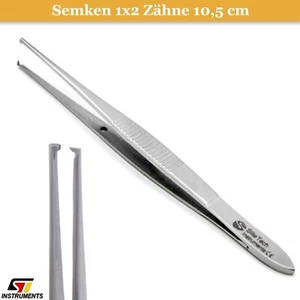 Semken-Pinzette Medizinisch Chirurgische Anatomische OP Gewebepinzette 1x2 Zähne - Picture 1 of 7