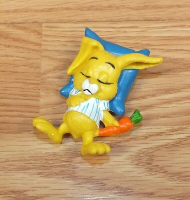 Vintage 1970's W Berrie Easter Bunny Rabbit Sleeping Collectible PVC Toy *READ*  - Image 1 of 4