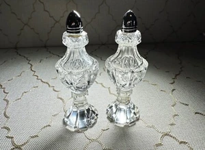 Pair of Footed tall 6.5" Antique Elegant Cut Crystal Salt and Pepper Shakers - Picture 1 of 5
