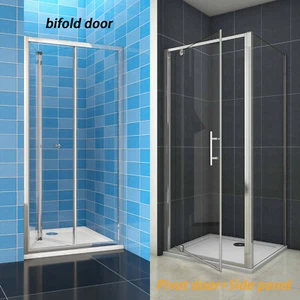 Bi fold Pivot Walk In Shower Enclosure Door Glass Screen Cubicle Panel and Tray - Picture 1 of 15