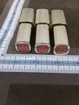 3 pc lot LOREAL EXTRAORDINAIRE LIQUID COLOUR RICHE LIPSTICK 103 BLUSHING HARMONY - Image 1 of 4