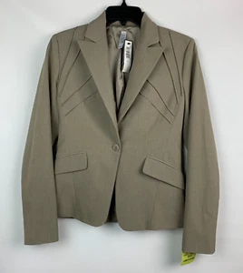 Laundry by Shelly Segal Blazer Taupe Stitch Design Button Pockets Lined Sz 4 NEW - Picture 1 of 13