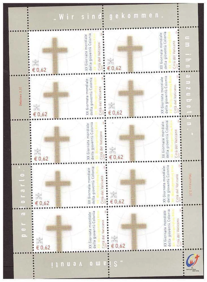 Vatican 2005 - 20° Giornata Of Youth 'Minisheet New MNH - Image 1 of 1