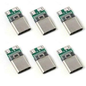 6x USB 3.1 TypeC Male DIY Solder Cables Plug Connector PC Socket Attached U0S9 - Photo 1 sur 6