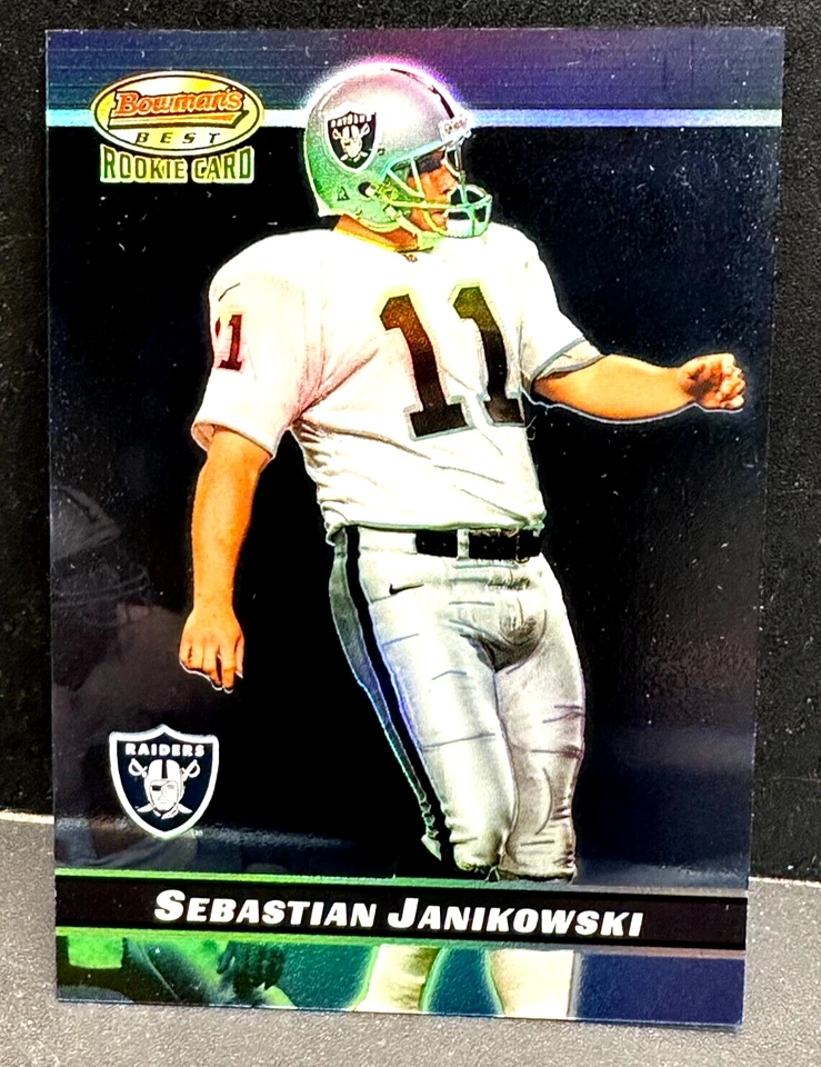 Sebastian Janikowski 2000 Bowman’s Best Acetate Rookie SP #134 Raiders /250 RC - Image 1 of 3