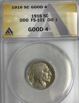 1916/16 DDO FS-101 Buffalo Nickel, G-4 ANACS (9407) - Image 1 of 4