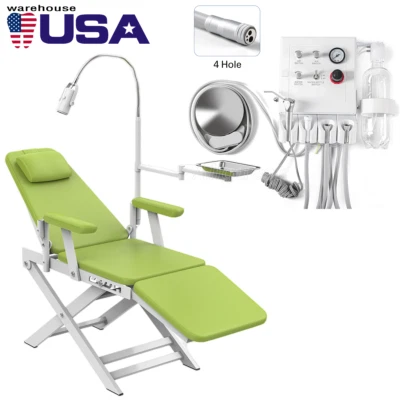 Dental Portable Mobile Folding Chair LED Light/Air Turbine Unit 4 Hole USA - Image 1 of 2