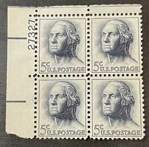 US Scott #1213, bloque de placas #27327 1962 Washington 5c - Imagen 1 de 2