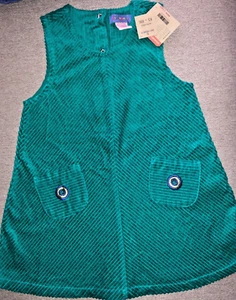 NWT Gymboree VTG 1997 DOUBLE DUTCH green Wide Wale Corduroy JUMPER DRESS XXL 6 7 - Picture 1 of 4