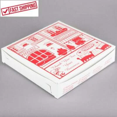 100 Pack Clay Coated Square Pizza Bakery Box Easy Stack Store Tuck Style Lid - Image 1 of 4