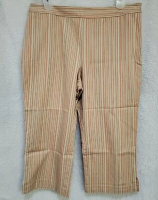 Pantalones capri Geoffrey Beene para mujer talla 16 marrón naranja rojo blanco a rayas Foto 1 de 4